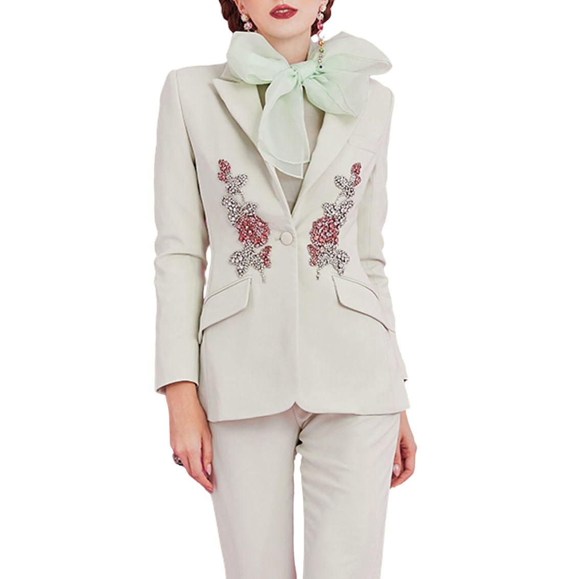 Women's 3-Piece V-Neck Jacket Set for Business Wedding-Single Breasted Flat Zipper Fly Worsted Cross-Border Foreign Trade Suit