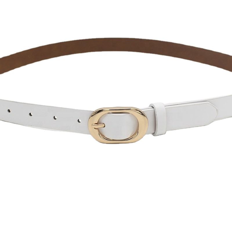 Oval Gold Alloy Buckle Belt for Women's Multicolor Candy Jeans Pin Needle Buckle Pu Belt