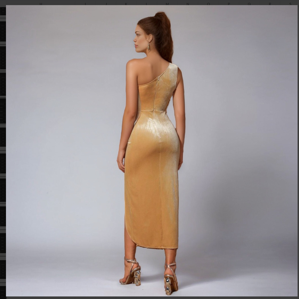 Fiesta Women's Elegant High-Sense Backless Sling Dress Solid Pattern Ruffles Decoration Spring Season Slit Dress Plain Dyed