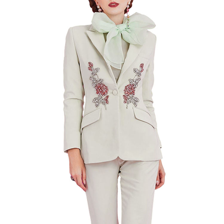 Women's 3-Piece V-Neck Jacket Set for Business Wedding-Single Breasted Flat Zipper Fly Worsted Cross-Border Foreign Trade Suit
