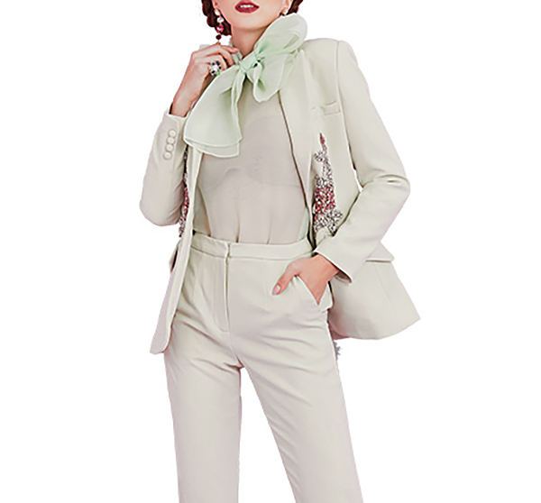 Women's 3-Piece V-Neck Jacket Set for Business Wedding-Single Breasted Flat Zipper Fly Worsted Cross-Border Foreign Trade Suit