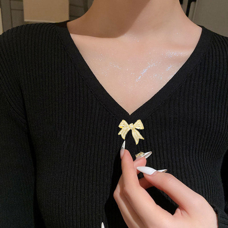 2021 New Brand Designer Brooches Bow Tie Pins With Light Luxury Full Rhinestone for Women