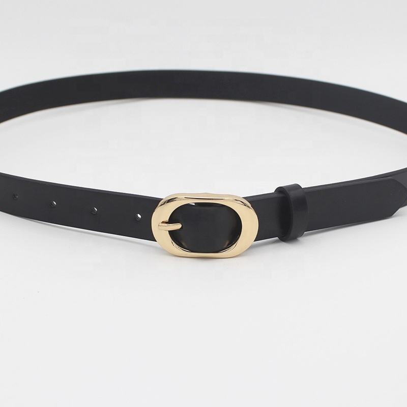 Oval Gold Alloy Buckle Belt for Women's Multicolor Candy Jeans Pin Needle Buckle Pu Belt