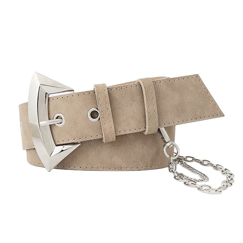 2022 Fashion Personality Casual Chain Hip Hop Belt Ladies Punk Belt PU Leather