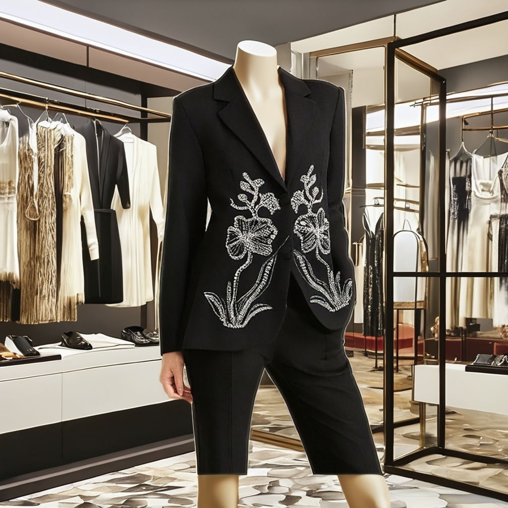 2025 New Hot Selling Women's V-Neck Blazer Niche High-End Fashion Jacket Heavy Industry Rhinestone Flower Decoration Two Button