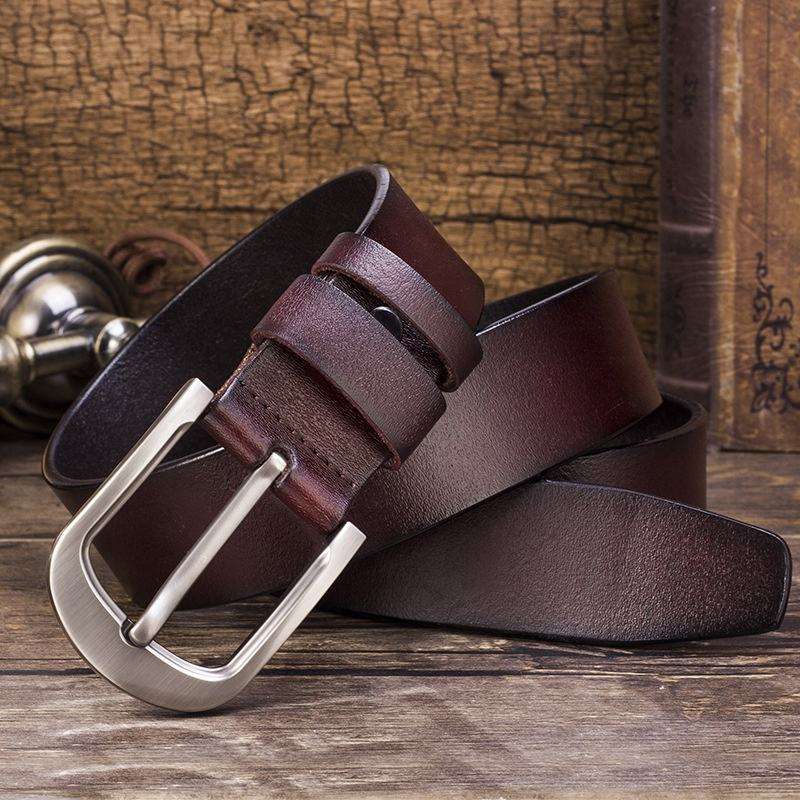 JINCHENG Casual Men's Genuine Trouser Belt Simple and Versatile for Young and Middle Aged Men's Belt