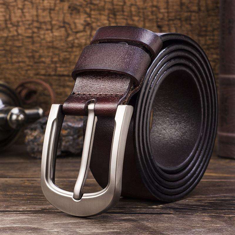 JINCHENG Casual Men's Genuine Trouser Belt Simple and Versatile for Young and Middle Aged Men's Belt