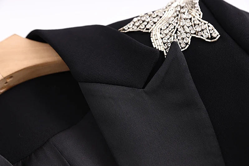 Women's Coat with Woven Flower Nail Bead Collection Spring Autumn New Super Heavy Industry Waist Ding Necklace Blazer Style